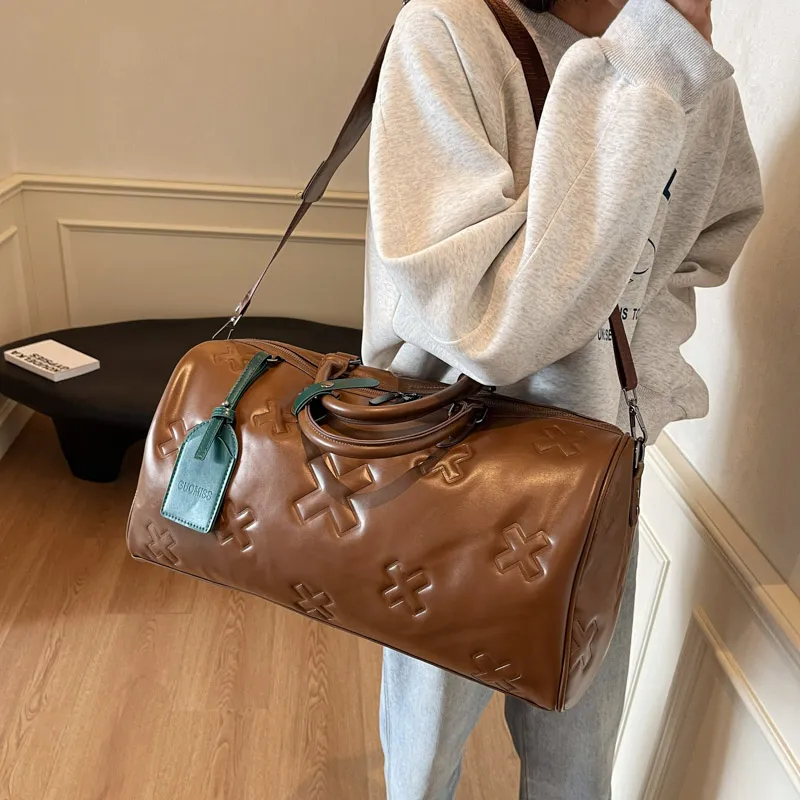HCXK PU Travel Bag Unisex Black/Gray/Brown-15