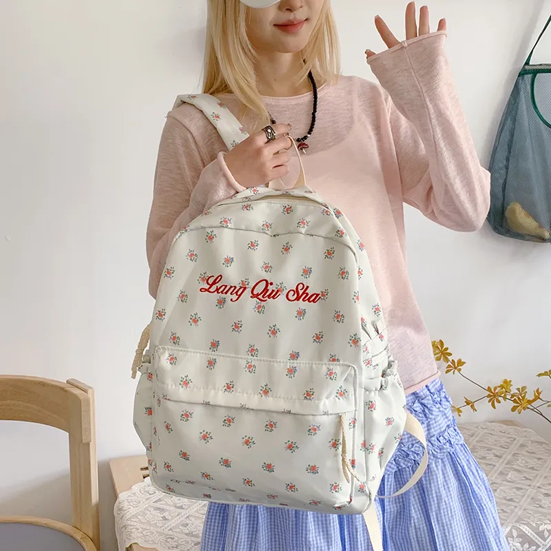HCXK Nylon Fabric Backpack Regular Women's White-1