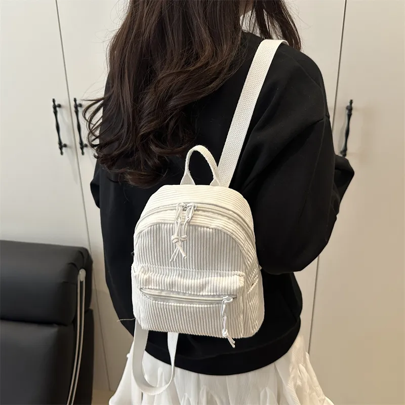 HCXK Polyester Backpack Women's Black/White/Pink/Dark Brown-8