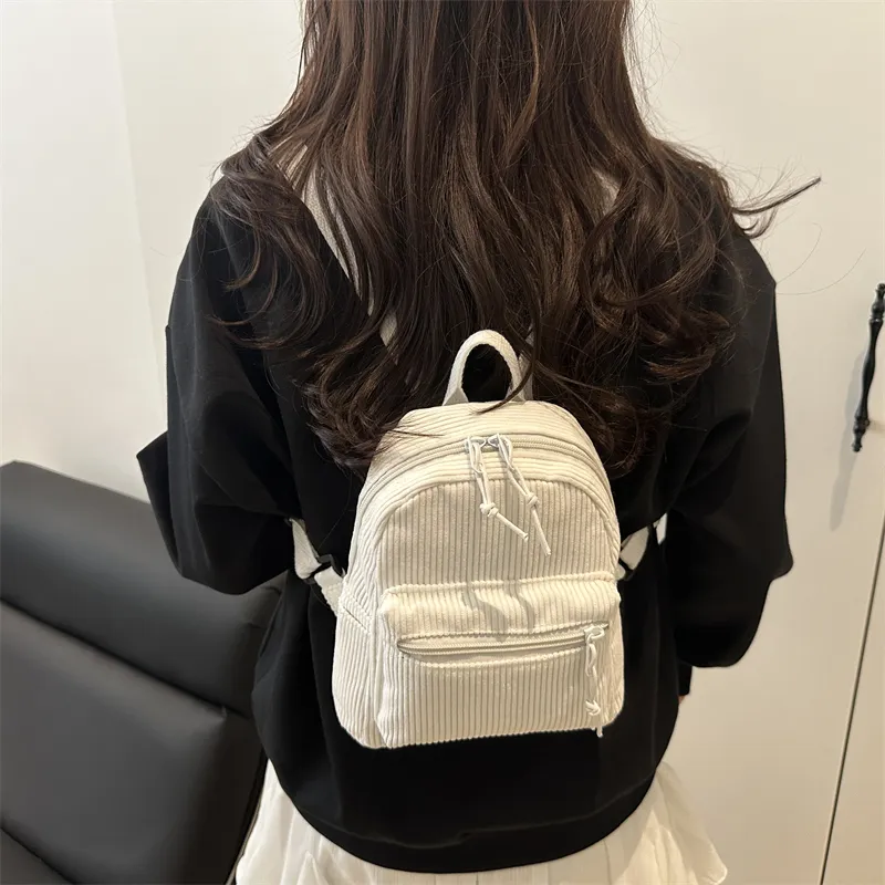 HCXK Polyester Backpack Women's Black/White/Pink/Dark Brown-10