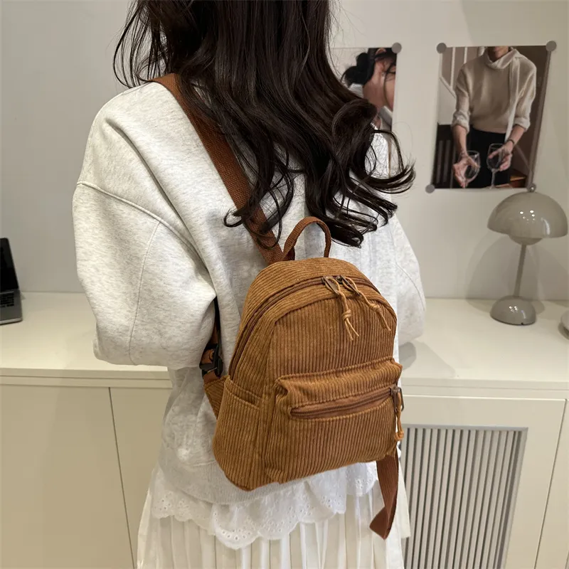 HCXK Polyester Backpack Women's Black/White/Pink/Dark Brown-23