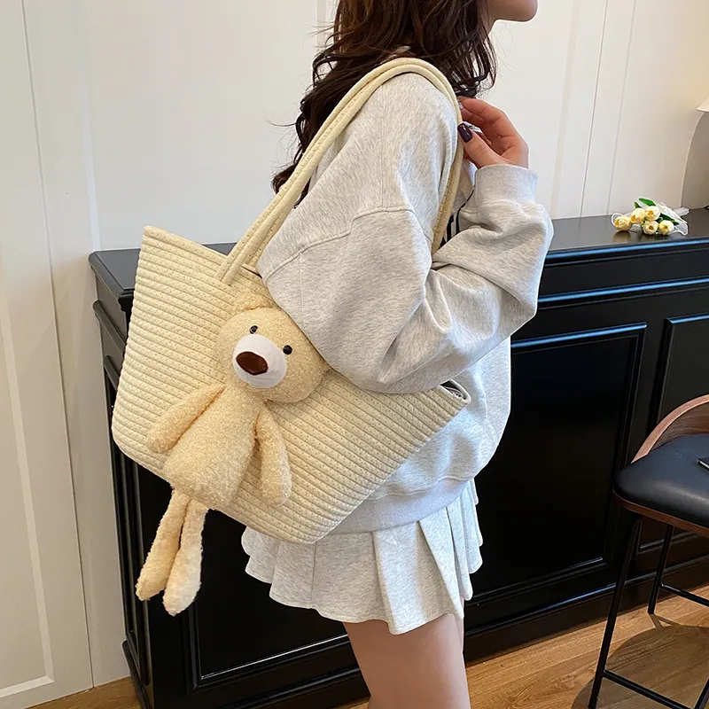 HCXK Woven Shoulder Bag Women's Ecru/Light Brown-2