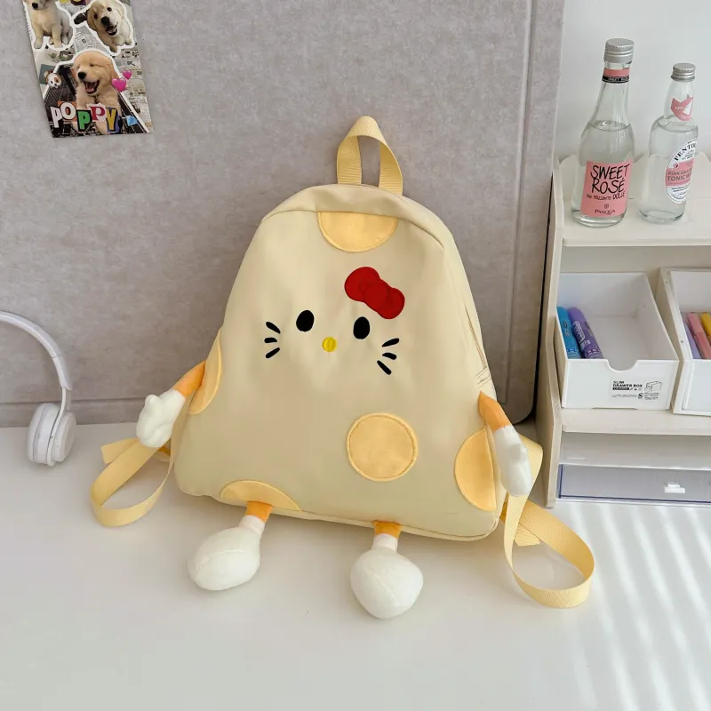 HCXK Nylon Japanese Style Backpack For Female University Students Regular Unisex Yellow-6