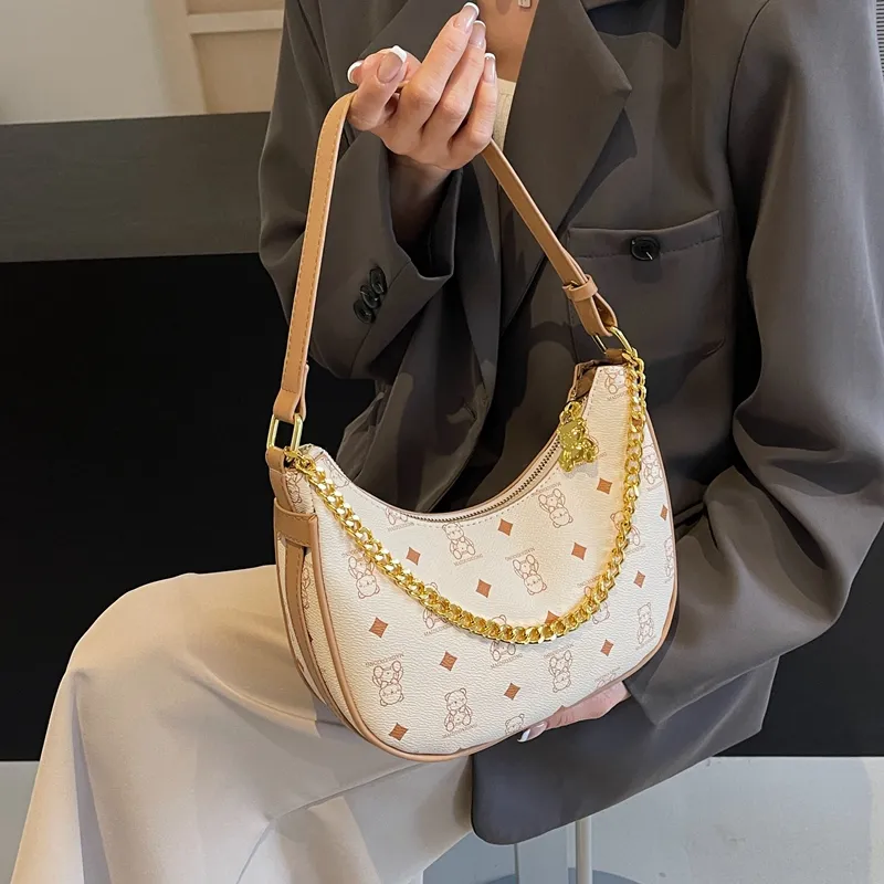 HCXK PU One Shoulder Crossbody Dumpling Bag Women's Bag Commute Unisex Ecru/Black/Pink/Brown-3