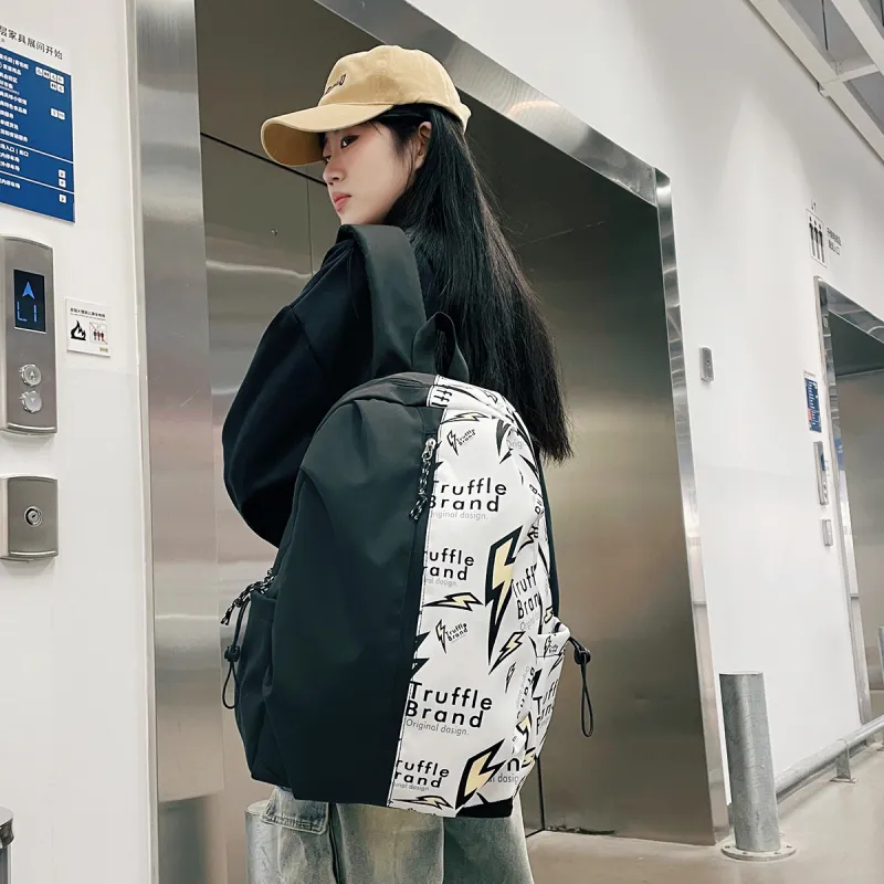 HCXK Nylon Backpack Unisex Black/White/Gray-7