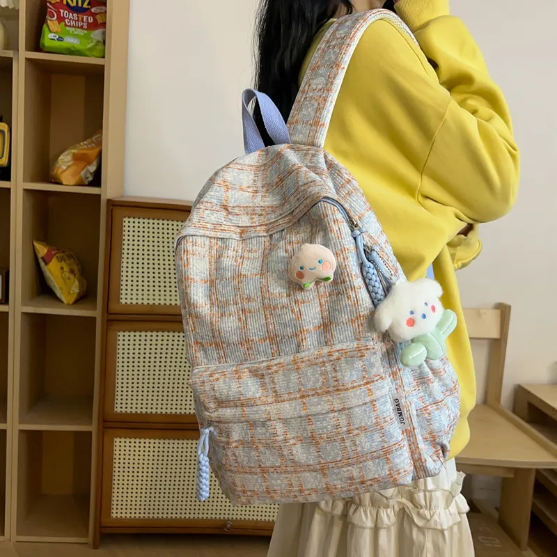 HCXK Corduroy Backpack Women's Green/Blue/Pink-8