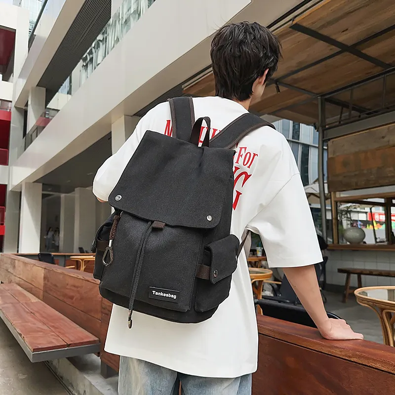 HCXK Canvas Backpack Unisex Black/Ecru/Khaki-9