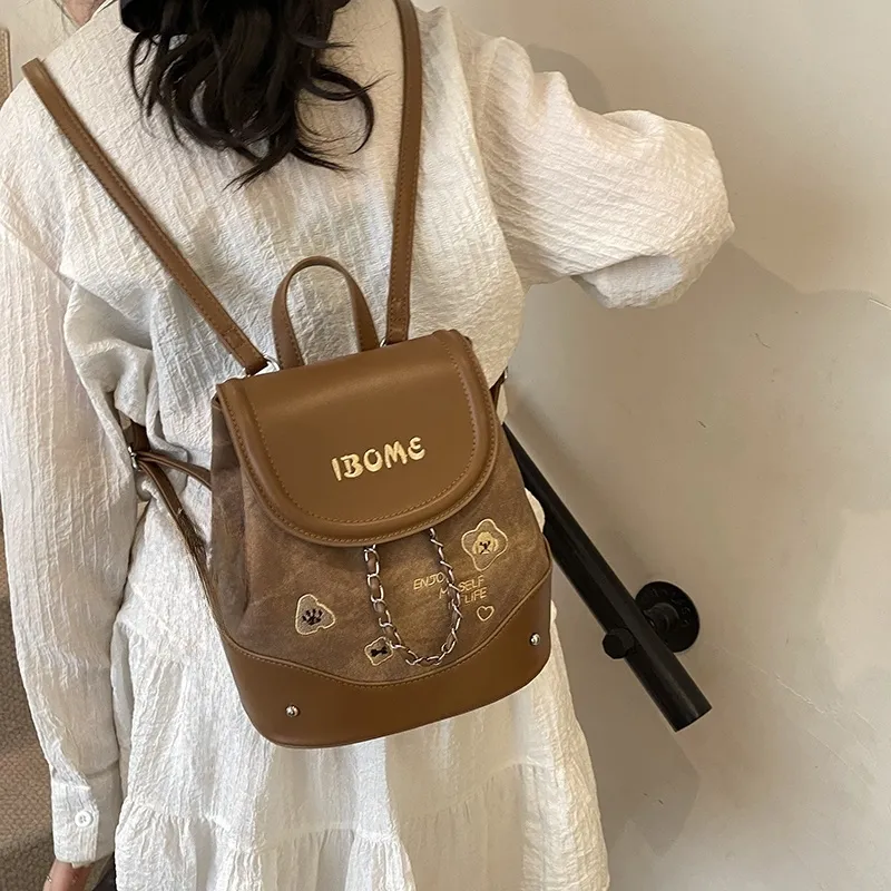 HCXK PU Backpack Regular Women's Silver/Blue/Pink/Brown-23