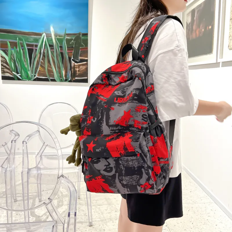 HCXK Nylon Fabric Backpack Regular Unisex Multicolor-12