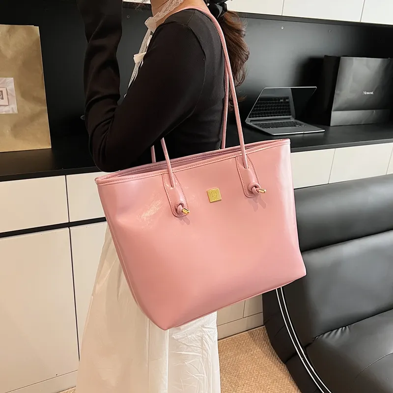 HCXK PU Tote Shoulder Bag Women's Ecru/Black/Purple/Pink-20