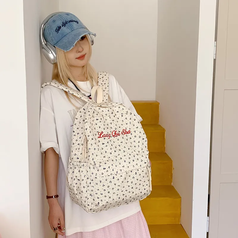 HCXK Nylon Fabric Backpack Regular Women's White-9