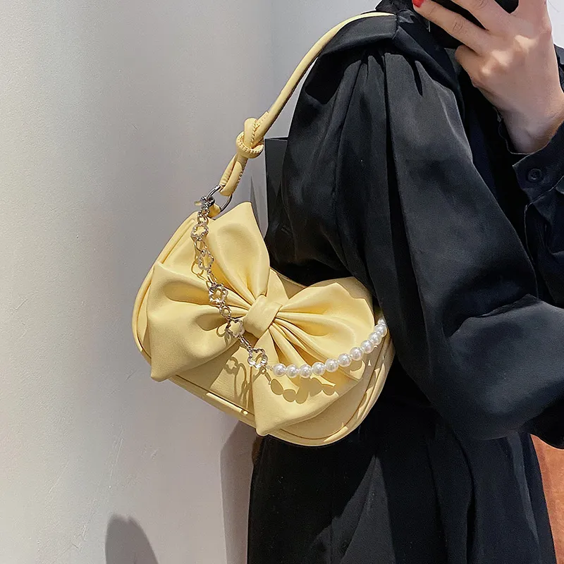 HCXK PU Shoulder Bag Regular Women's Ecru/Black/Yellow/Pink-9