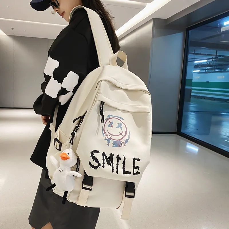 HCXK Nylon Backpack Unisex Black/White-7