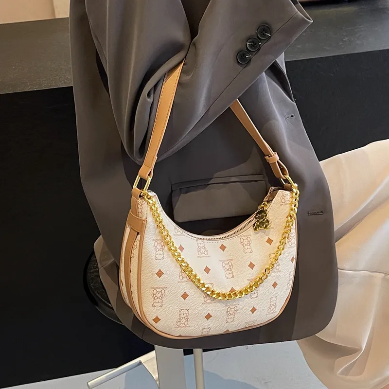 HCXK PU One Shoulder Crossbody Dumpling Bag Women's Bag Commute Unisex Ecru/Black/Pink/Brown-2