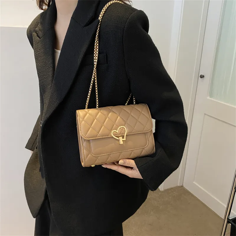 HCXK PU Chain Crossbody Bag, Shoulder Bag, Cell Phone Pouch Regular Women's White/Ecru/Light Brown/Black-18