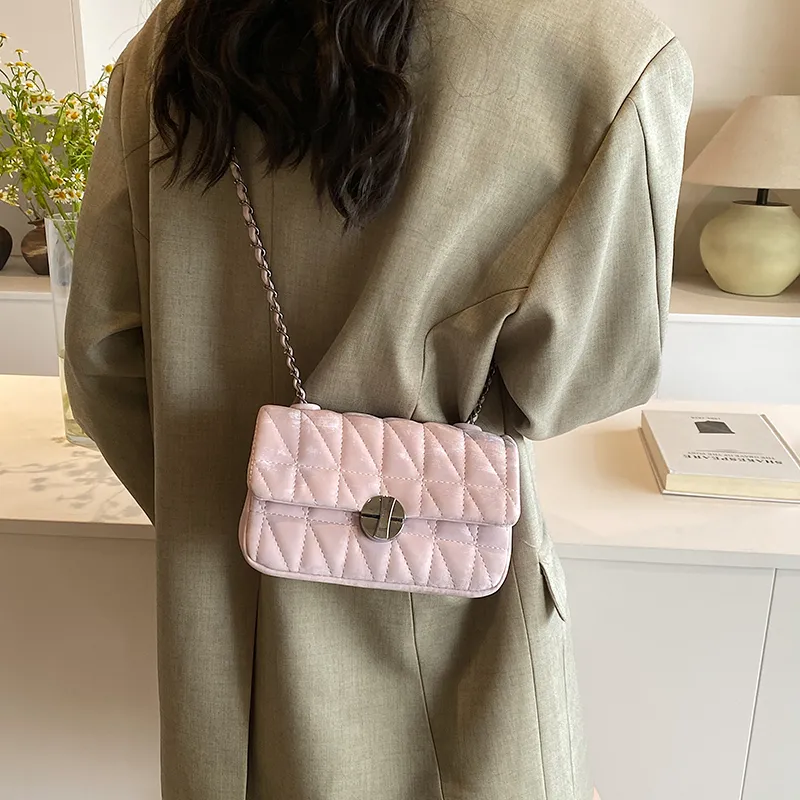 HCXK PU Shoulder Bag, Crossbody Bag Regular Women's Pink/Blue/White/Silver/Black-21
