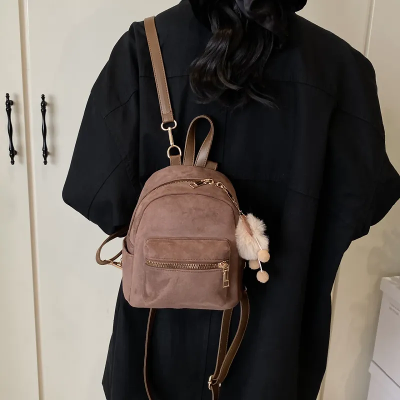 HCXK PU Backpack Women's Gray/Black/Pink/Brown/Coffee-12