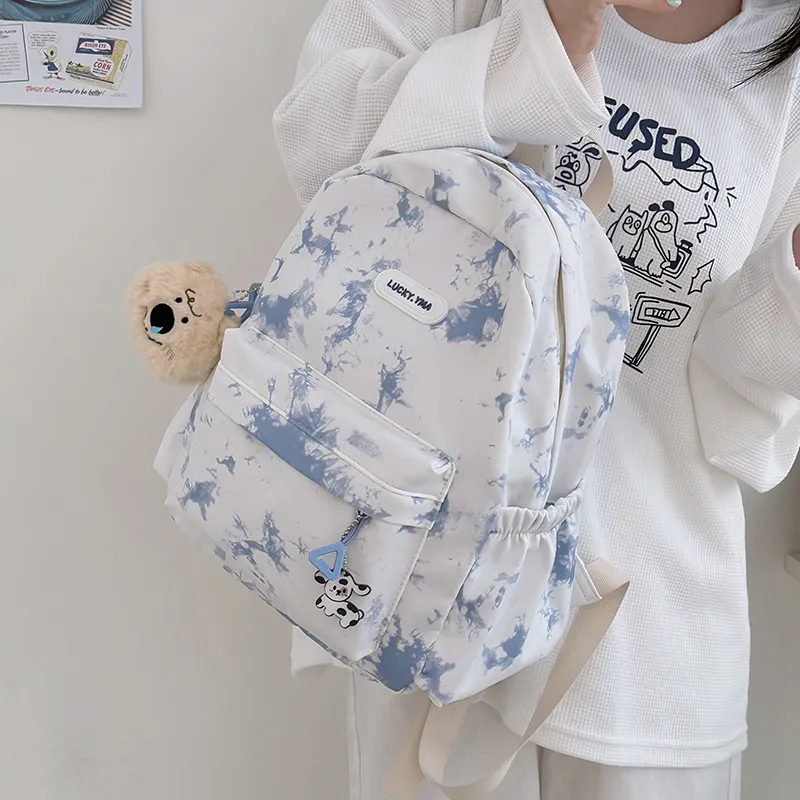 HCXK Nylon Backpack Regular Unisex Black/Violet/Peacock Blue/Pink-11