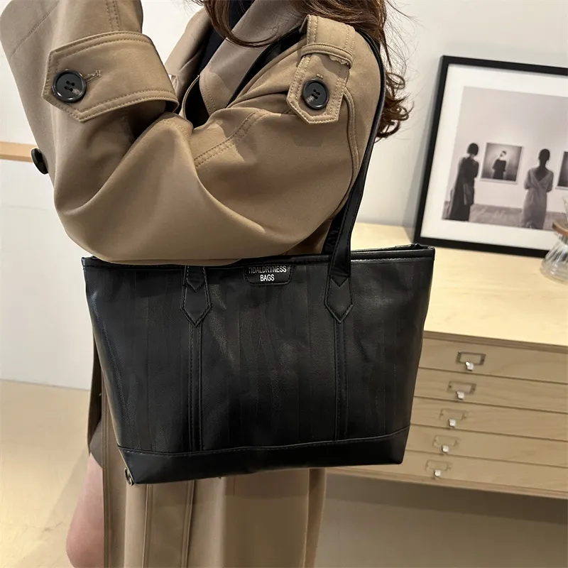 HCXK PU Tote Bag Shopping Bag Shoulder Bags Women's White/Black/Coffee-11