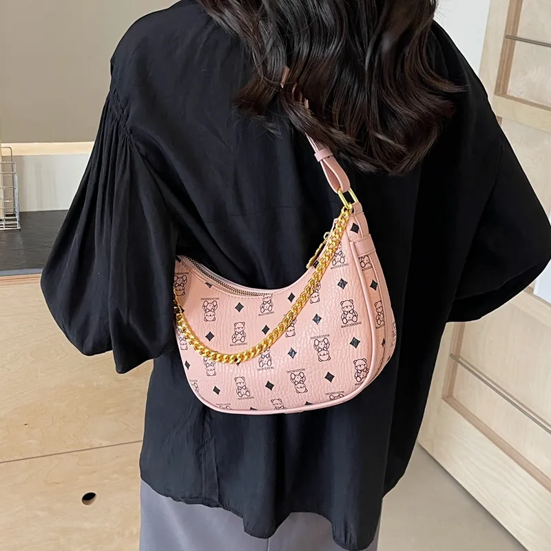 HCXK PU One Shoulder Crossbody Dumpling Bag Women's Bag Commute Unisex Ecru/Black/Pink/Brown-14
