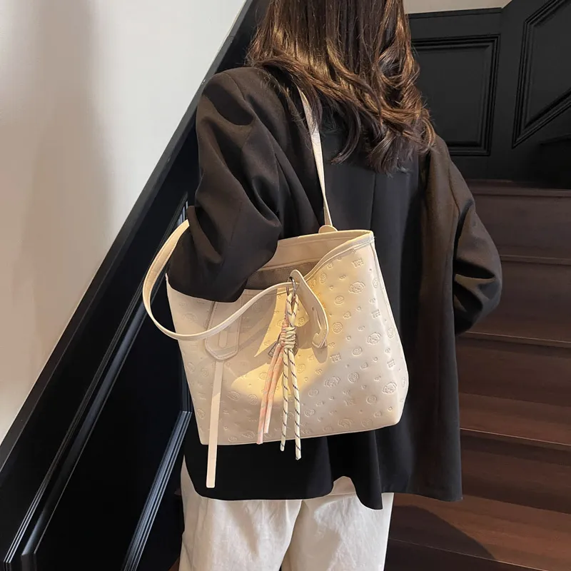 HCXK PU Tote Bag, Shoulder Bag Women's Blue/Pink/Black/White-19