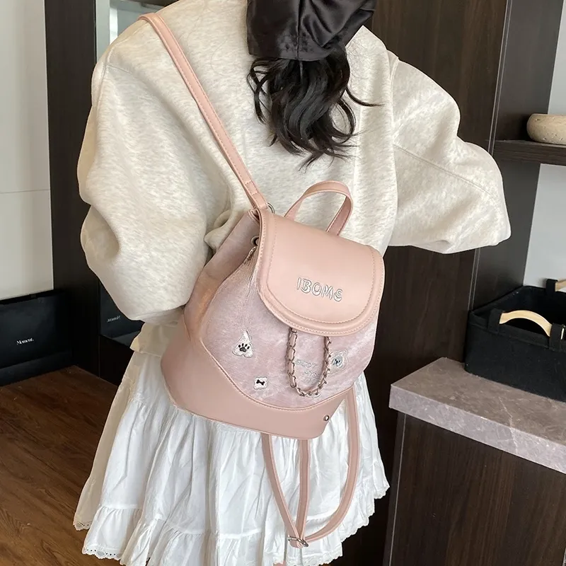 HCXK PU Backpack Regular Women's Silver/Blue/Pink/Brown-15