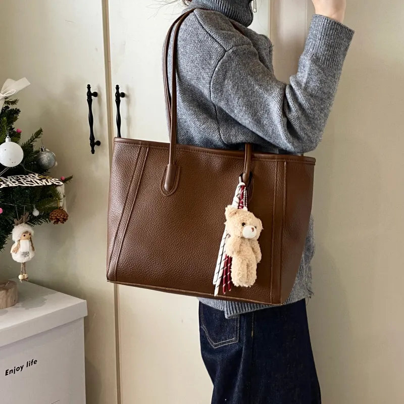 HCXK PU Tote Bag Shoulder Bag Women's Black/Beige/Khaki/Brown/Coffee-15