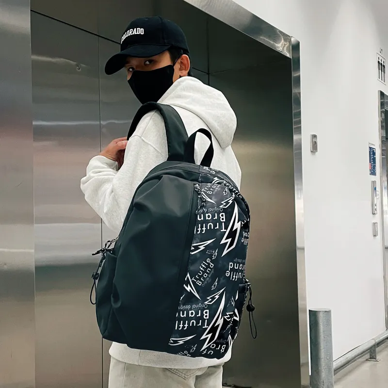 HCXK Nylon Backpack Unisex Black/White/Gray-1