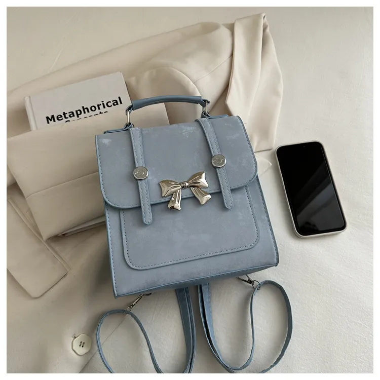 HCXK PU Backpack Regular Women's Blue/Pink/Silver/Black-12