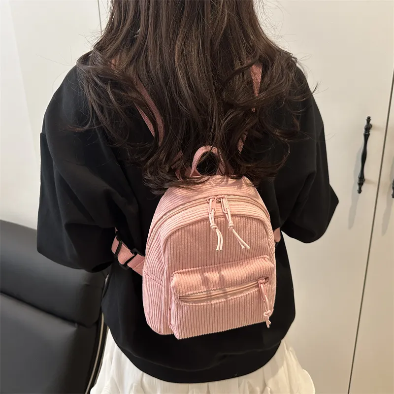 HCXK Polyester Backpack Women's Black/White/Pink/Dark Brown-16