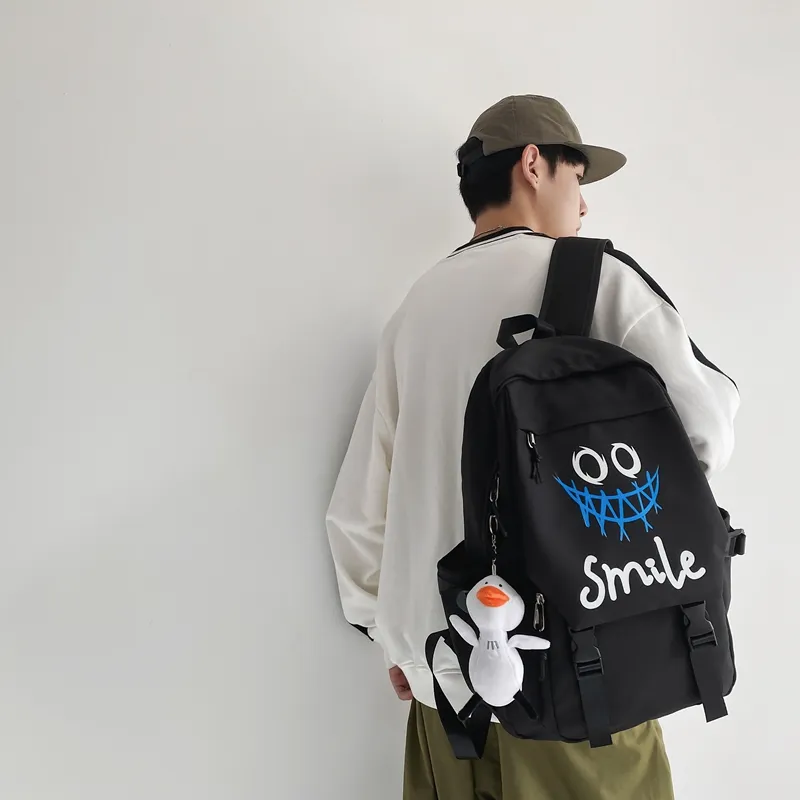 HCXK Nylon Backpack Unisex Black/White-16