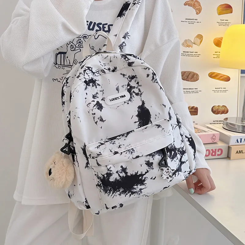 HCXK Nylon Backpack Regular Unisex Black/Violet/Peacock Blue/Pink-1