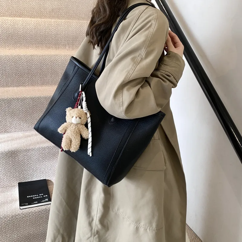 HCXK PU Tote Bag Shoulder Bag Women's Black/Beige/Khaki/Brown/Coffee-5