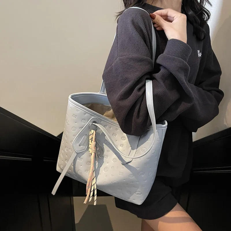 HCXK PU Tote Bag, Shoulder Bag Women's Blue/Pink/Black/White-2