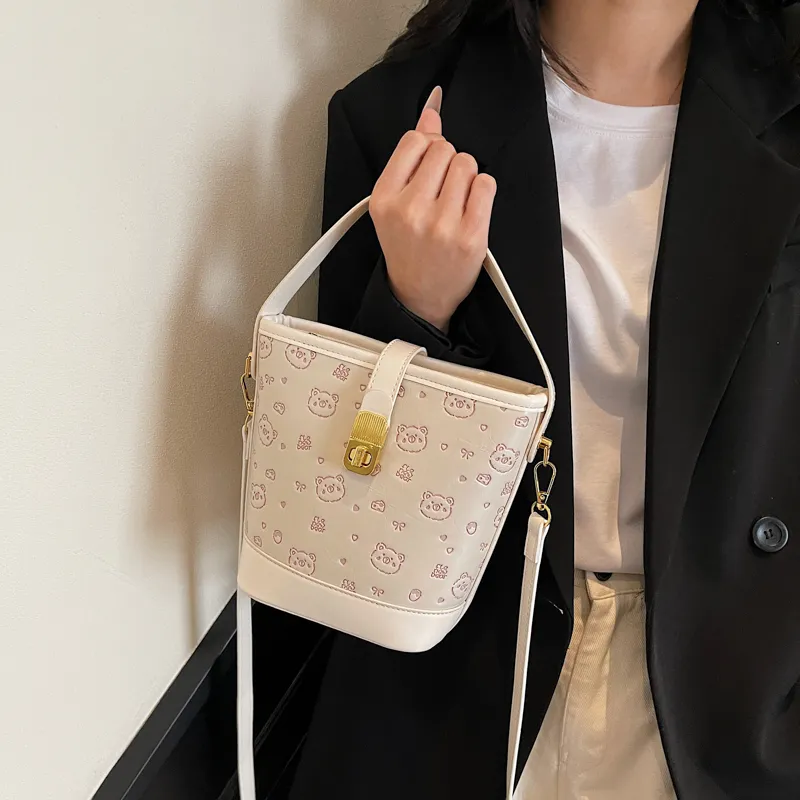 HCXK PU Bucket Bag, Shoulder Bag, Handbag Women's Multicolor-1