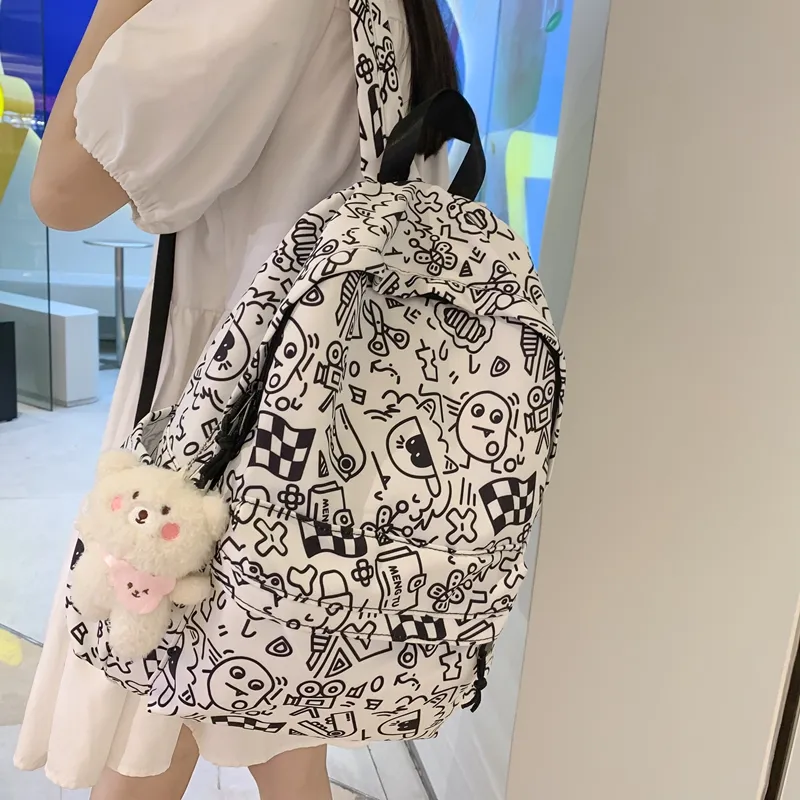 HCXK Nylon Backpack Unisex Multicolor/Black White-10
