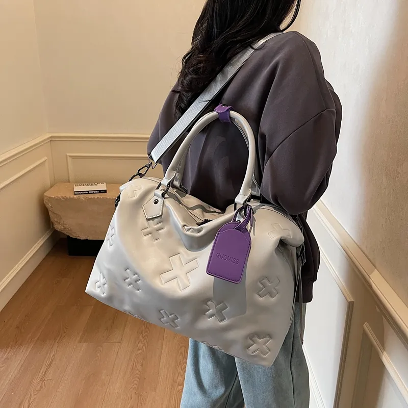 HCXK PU Shoulder Bag, Travel Bag Unisex Black/Gray/Brown-8