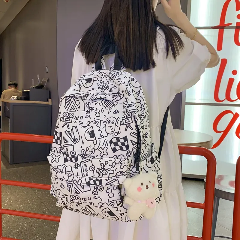 HCXK Nylon Backpack Unisex Multicolor/Black White-7