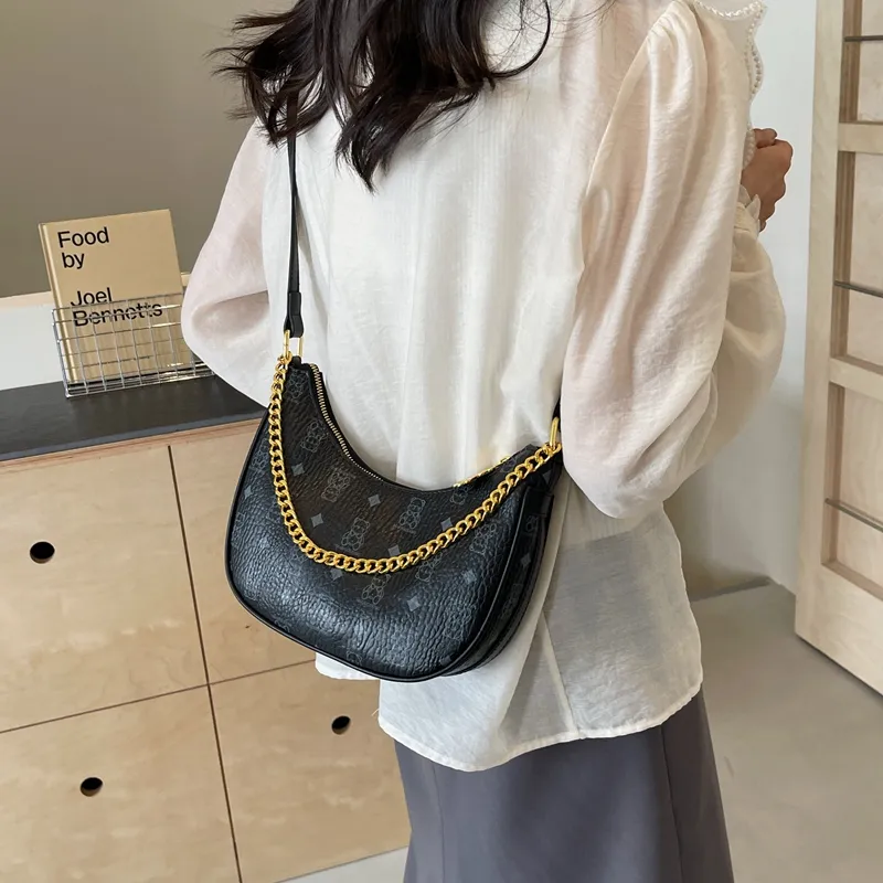 HCXK PU One Shoulder Crossbody Dumpling Bag Women's Bag Commute Unisex Ecru/Black/Pink/Brown-8