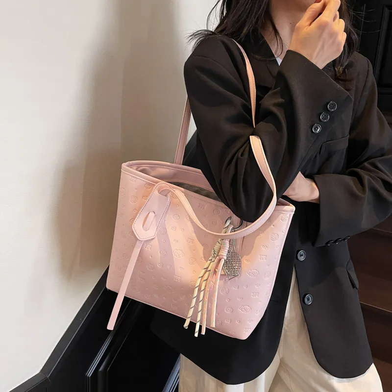 HCXK PU Tote Bag, Shoulder Bag Women's Blue/Pink/Black/White-6