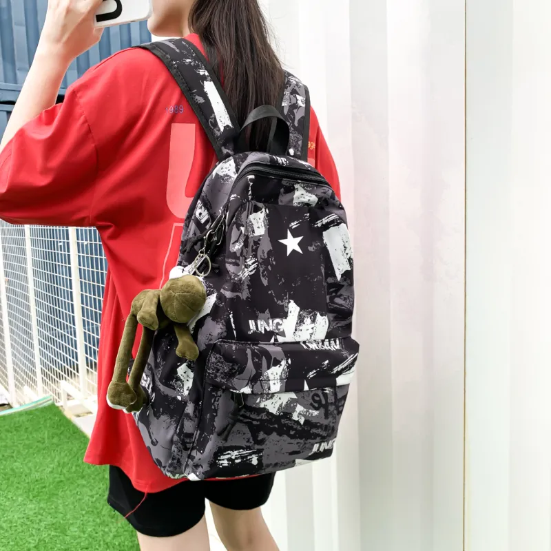 HCXK Nylon Fabric Backpack Regular Unisex Multicolor-1
