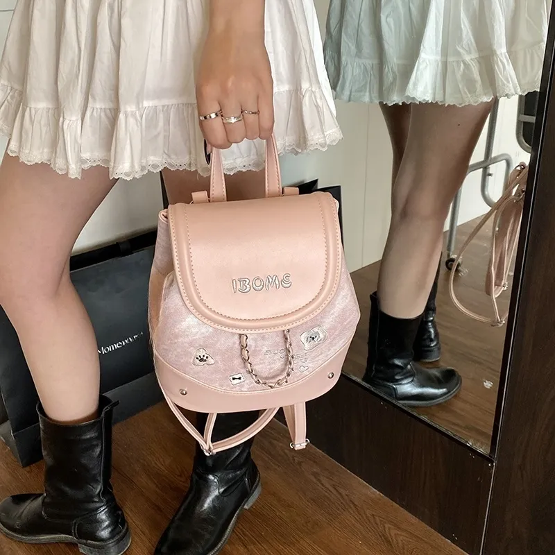 HCXK PU Backpack Regular Women's Silver/Blue/Pink/Brown-14