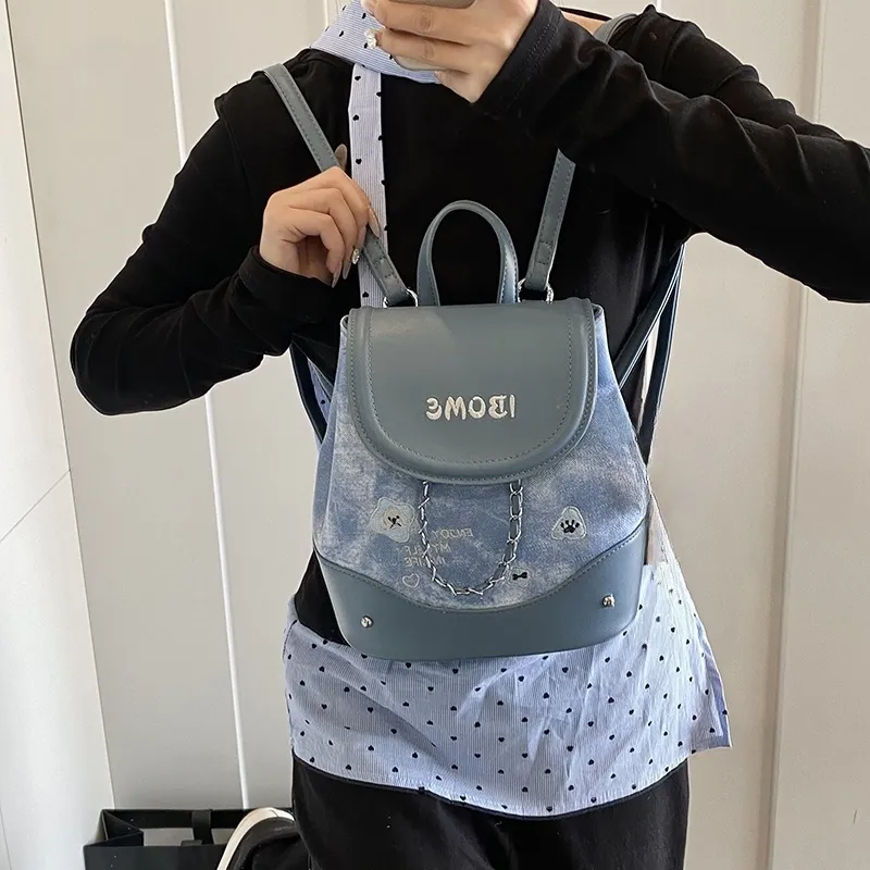 HCXK PU Backpack Regular Women's Silver/Blue/Pink/Brown-11