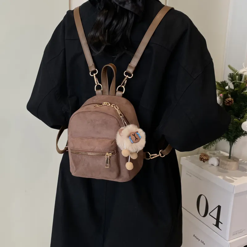HCXK PU Backpack Women's Gray/Black/Pink/Brown/Coffee-14