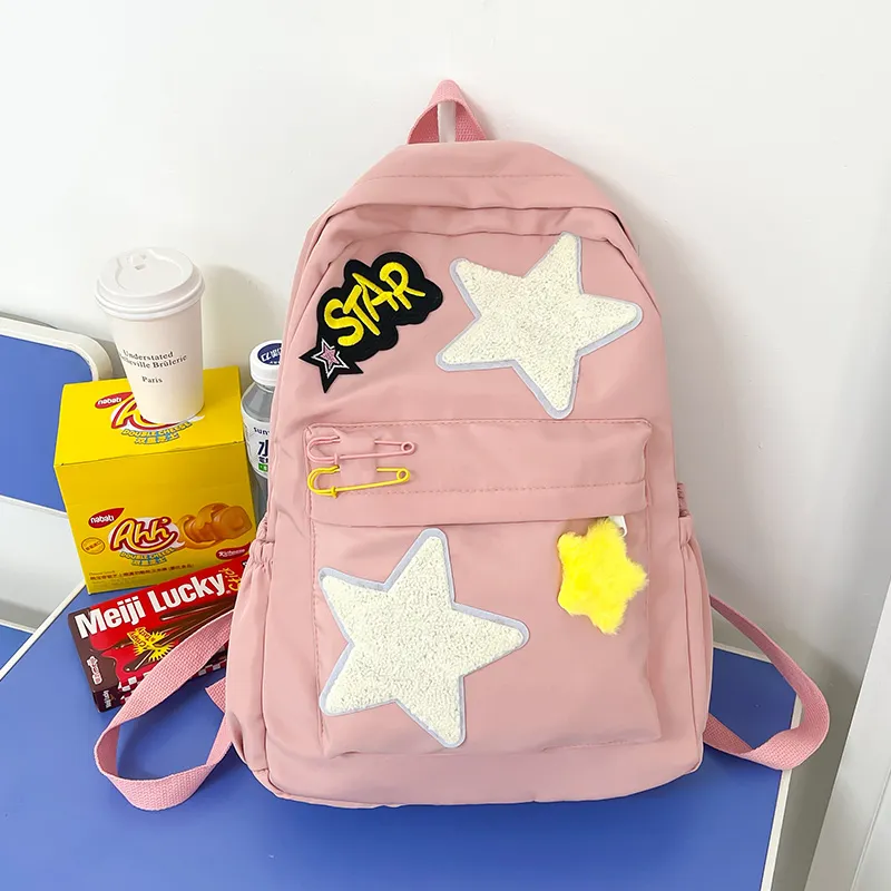 HCXK Composite Cloth Backpack Women's Yellow/Green/Pink-10