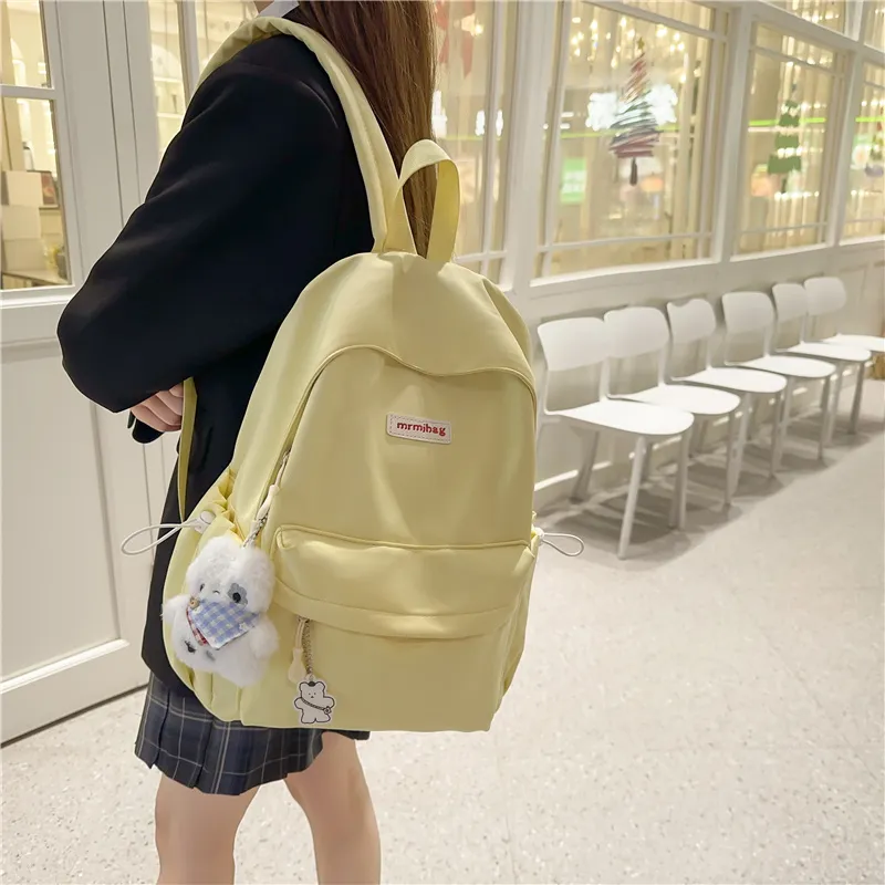 HCXK Nylon Backpack Unisex Blue/Green/Yellow/Black/White-13