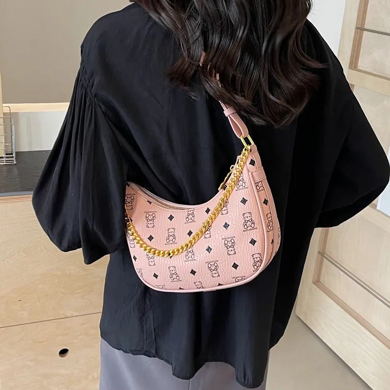 HCXK PU One Shoulder Crossbody Dumpling Bag Women's Bag Commute Unisex Ecru/Black/Pink/Brown-13