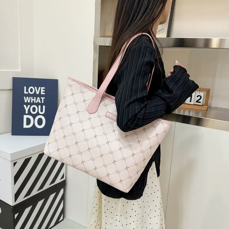 HCXK PU Tote Bag, Shopping Bag, Shoulder Bag Women's Light Purple/Gray/Pink-13
