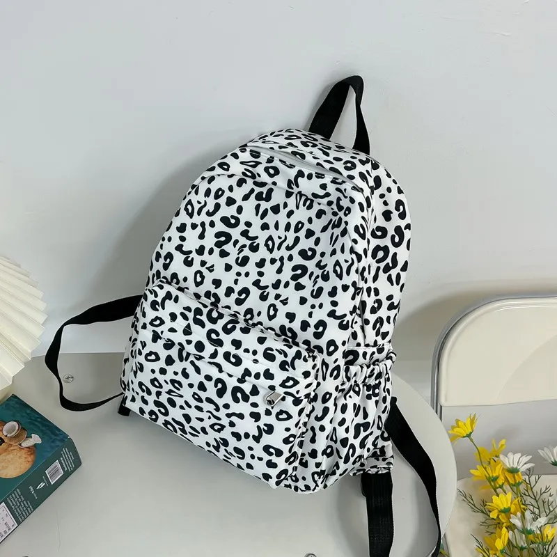 HCXK Composite Cloth Backpack Women's Black Leopard Print/Pink Leopard Print-3