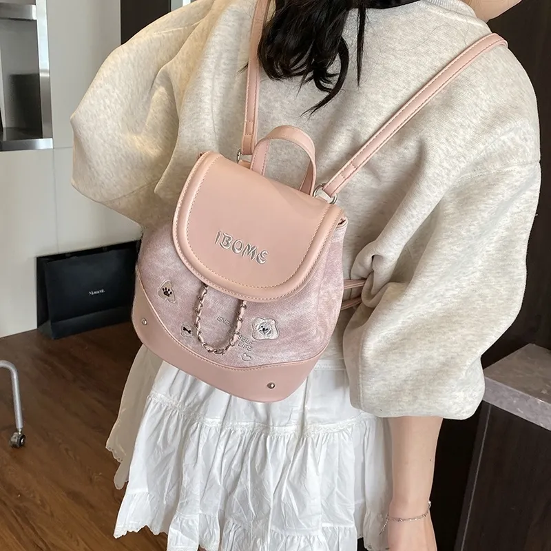 HCXK PU Backpack Regular Women's Silver/Blue/Pink/Brown-16